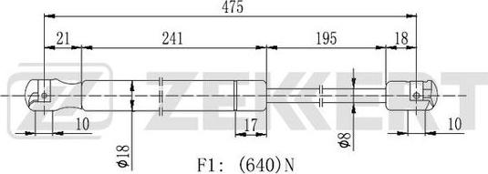 Zekkert GF-2152 - Ammortizatore pneumatico, Cofano bagagli / vano carico autozon.pro