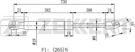 Zekkert GF-2107 - Ammortizzatore pneumatico, Cofano motore autozon.pro