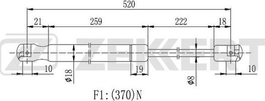 Zekkert GF2111 - Ammortizatore pneumatico, Cofano bagagli / vano carico autozon.pro