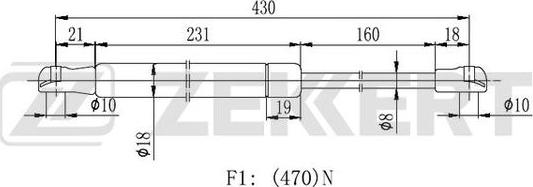 Zekkert GF-2118 - Ammortizatore pneumatico, Cofano bagagli / vano carico autozon.pro