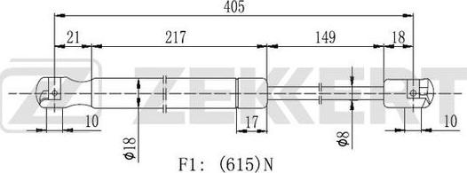 Zekkert GF-2112 - Ammortizatore pneumatico, Cofano bagagli / vano carico autozon.pro