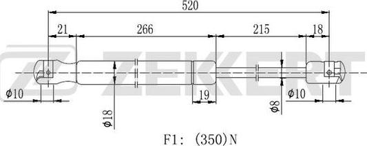 Zekkert GF-2180 - Ammortizatore pneumatico, Cofano bagagli / vano carico autozon.pro