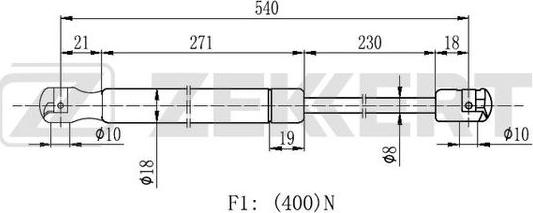 Zekkert GF-2187 - Ammortizatore pneumatico, Cofano bagagli / vano carico autozon.pro