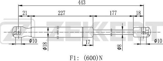 Zekkert GF-2134 - Ammortizatore pneumatico, Cofano bagagli / vano carico autozon.pro