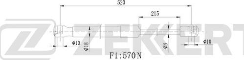 Zekkert GF-2127 - Ammortizatore pneumatico, Cofano bagagli / vano carico autozon.pro