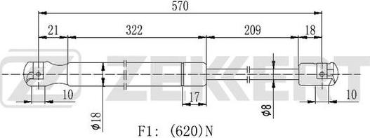 Zekkert GF-2350 - Ammortizatore pneumatico, Cofano bagagli / vano carico autozon.pro