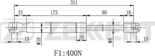 Zekkert GF-2358 - Ammortizzatore pneumatico, Cofano motore autozon.pro