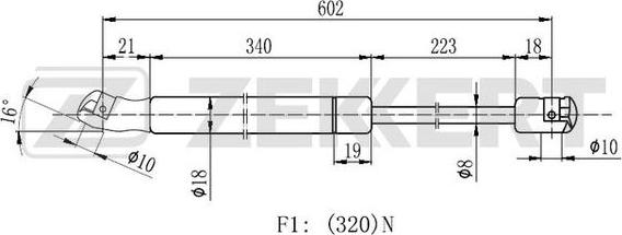 Zekkert GF-2378 - Ammortizatore pneumatico, Cofano bagagli / vano carico autozon.pro