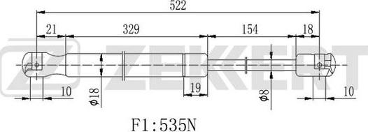 Zekkert GF-2244 - Ammortizatore pneumatico, Cofano bagagli / vano carico autozon.pro