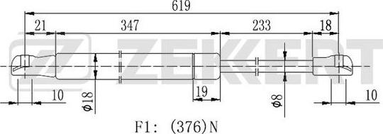 Zekkert GF-2285 - Ammortizatore pneumatico, Cofano bagagli / vano carico autozon.pro