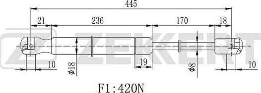 Zekkert GF-2233 - Ammortizatore pneumatico, Cofano bagagli / vano carico autozon.pro