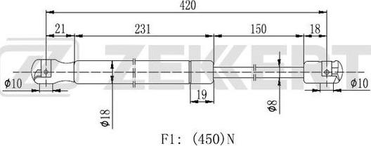 Zekkert GF-2228 - Ammortizatore pneumatico, Cofano bagagli / vano carico autozon.pro