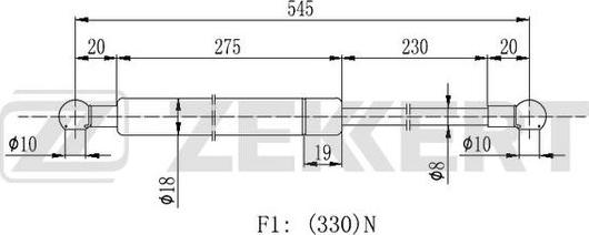 Zekkert GF-2275 - Ammortizatore pneumatico, Cofano bagagli / vano carico autozon.pro