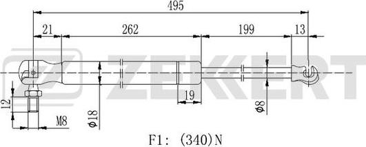 Zekkert GF-2276 - Ammortizatore pneumatico, Cofano bagagli / vano carico autozon.pro