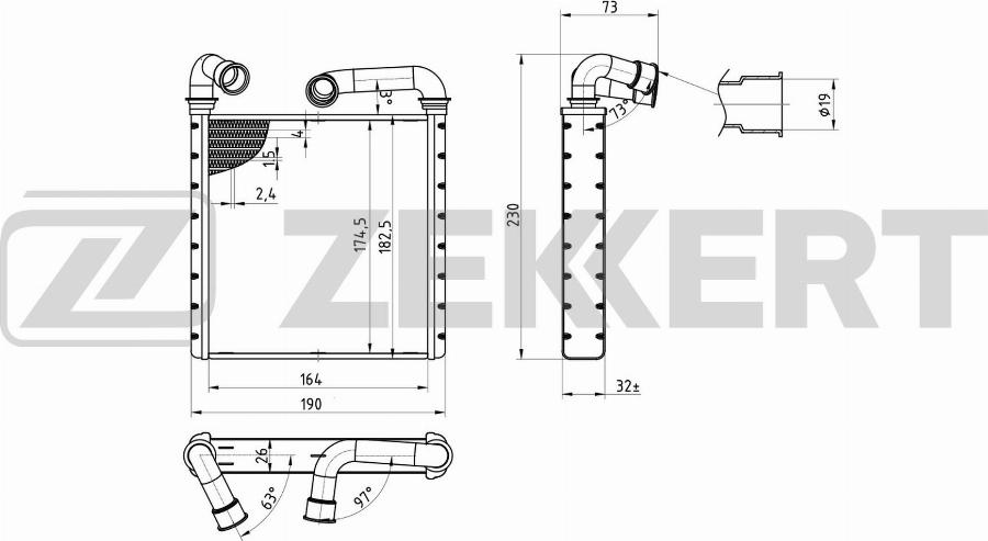 Zekkert MK-5153 - Scambiatore calore, Riscaldamento abitacolo autozon.pro