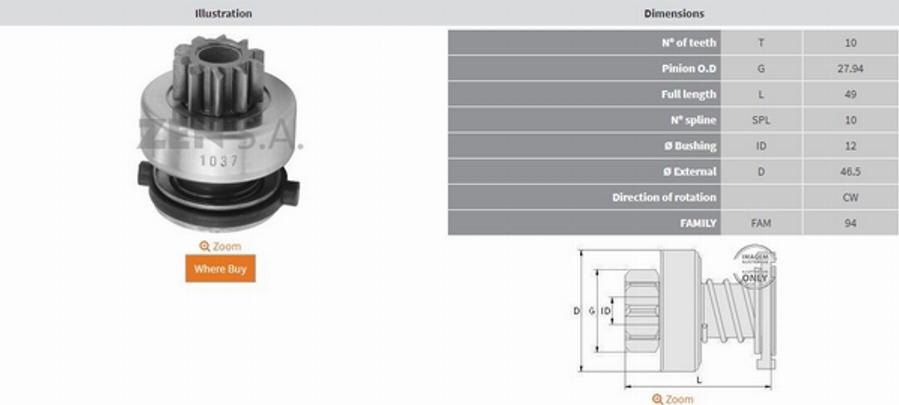 ZEN 1037 - Pignone, Motorino d'avviamento autozon.pro