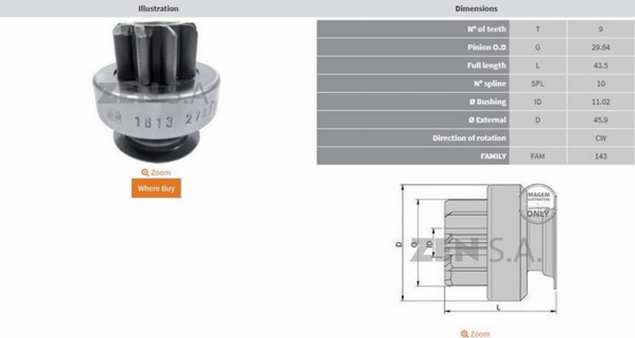 ZEN ZN1813 - Pignone, Motorino d'avviamento autozon.pro