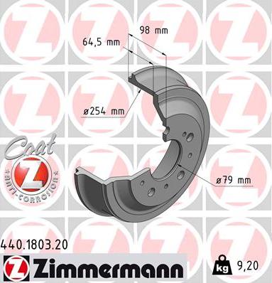 Zimmermann 440.1803.20 - Tamburo freno autozon.pro