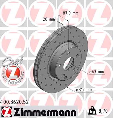 Zimmermann 400.3620.52 - Discofreno autozon.pro