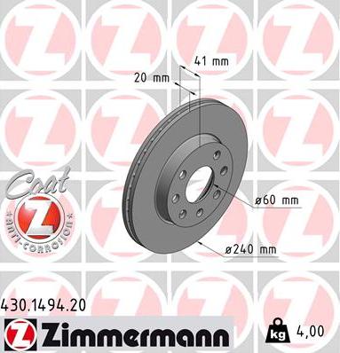 Zimmermann 430.1494.20 - Discofreno autozon.pro