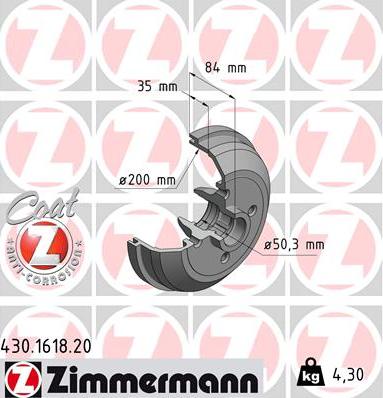 Zimmermann 430.1618.20 - Tamburo freno autozon.pro