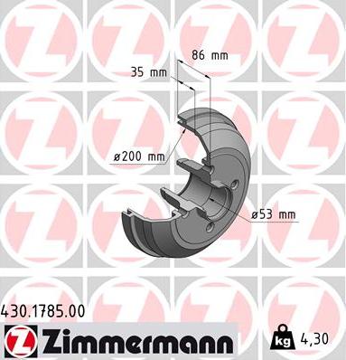 Zimmermann 430.1785.00 - Tamburo freno autozon.pro