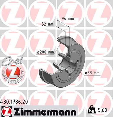 Zimmermann 430.1786.20 - Tamburo freno autozon.pro