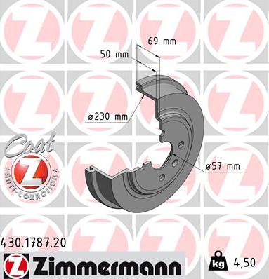 Zimmermann 430.1787.20 - Tamburo freno autozon.pro