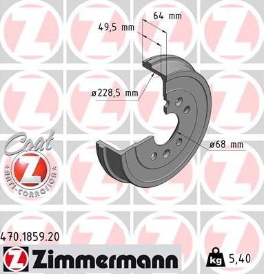 Zimmermann 470.1859.20 - Tamburo freno autozon.pro