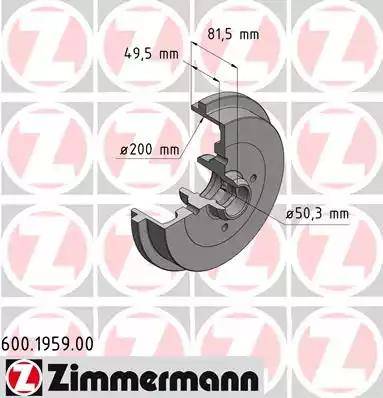 Zimmermann 600.1959.00 - Tamburo freno autozon.pro