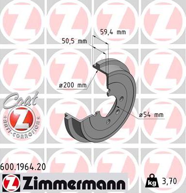 Zimmermann 600.1964.20 - Tamburo freno autozon.pro