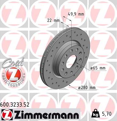 Zimmermann 600.3233.52 - Discofreno autozon.pro