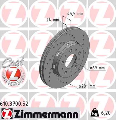 Zimmermann 610.3700.52 - Discofreno autozon.pro