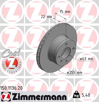 Zimmermann 150.1136.20 - Discofreno autozon.pro