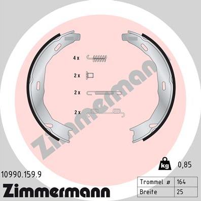 Zimmermann 10990.159.9 - Kit ganasce, Freno stazionamento autozon.pro