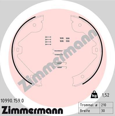 Zimmermann 10990.159.0 - Kit ganasce, Freno stazionamento autozon.pro