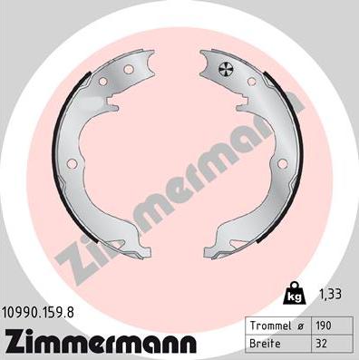 Zimmermann 10990.159.8 - Kit ganasce, Freno stazionamento autozon.pro