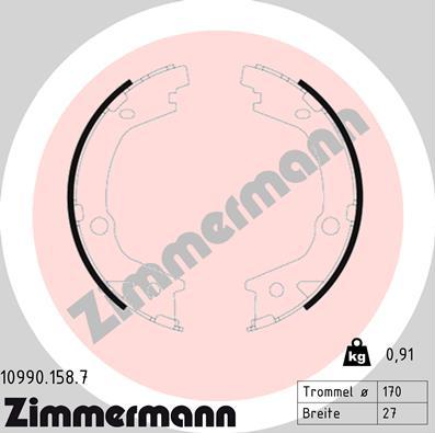 Zimmermann 10990.158.7 - Kit ganasce, Freno stazionamento autozon.pro