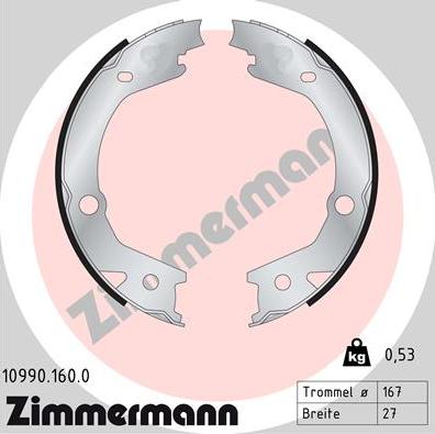 Zimmermann 10990.160.0 - Kit ganasce, Freno stazionamento autozon.pro