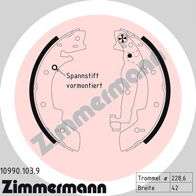 Zimmermann 10990.103.9 - Kit ganasce freno autozon.pro