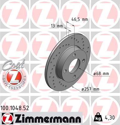 Zimmermann 100.1048.52 - Discofreno autozon.pro