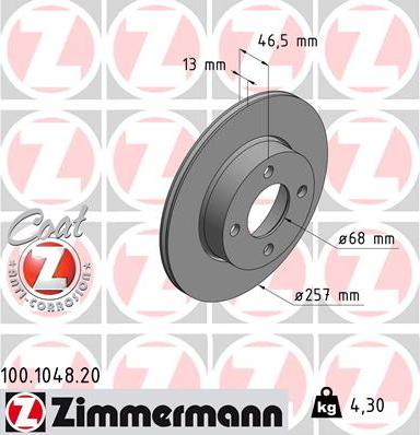 Zimmermann 100.1048.20 - Discofreno autozon.pro