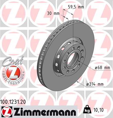 Zimmermann 100.1231.20 - Discofreno autozon.pro