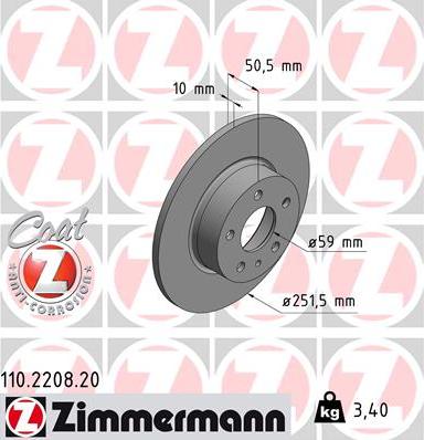 Zimmermann 110.2208.20 - Discofreno autozon.pro