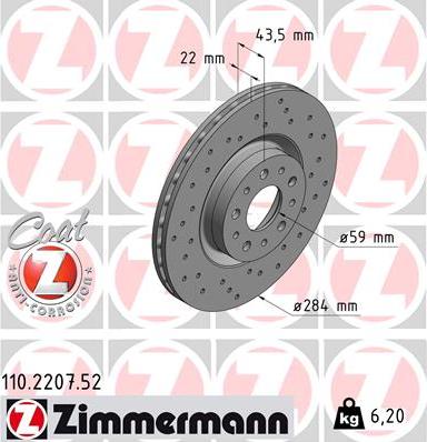 Zimmermann 110.2207.52 - Discofreno autozon.pro