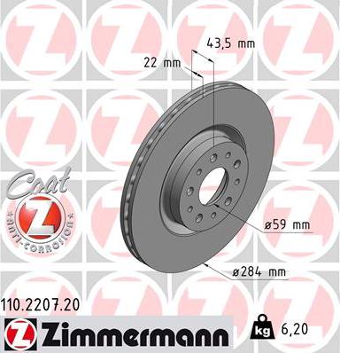 Zimmermann 110.2207.20 - Discofreno autozon.pro