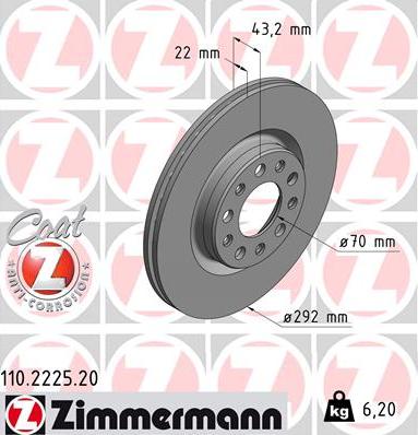 Zimmermann 110.2225.20 - Discofreno autozon.pro