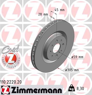 Zimmermann 110.2220.20 - Discofreno autozon.pro