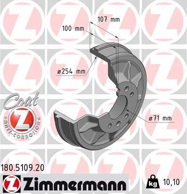 Zimmermann 180.5109.20 - Tamburo freno autozon.pro