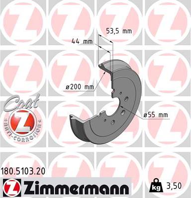 Zimmermann 180.5103.20 - Tamburo freno autozon.pro